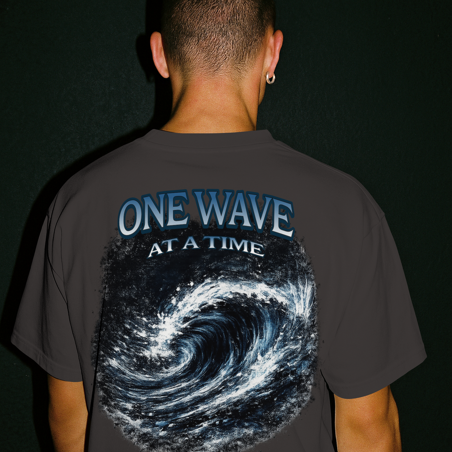 One Wave At A Time T-Shirt  – Reviver Wave – Heavyweight Graphic Tee | Ocean Wave Graphic Tee | Relaxed fit Crew Neck Tee Shirts | Short Sleeves | Back Print