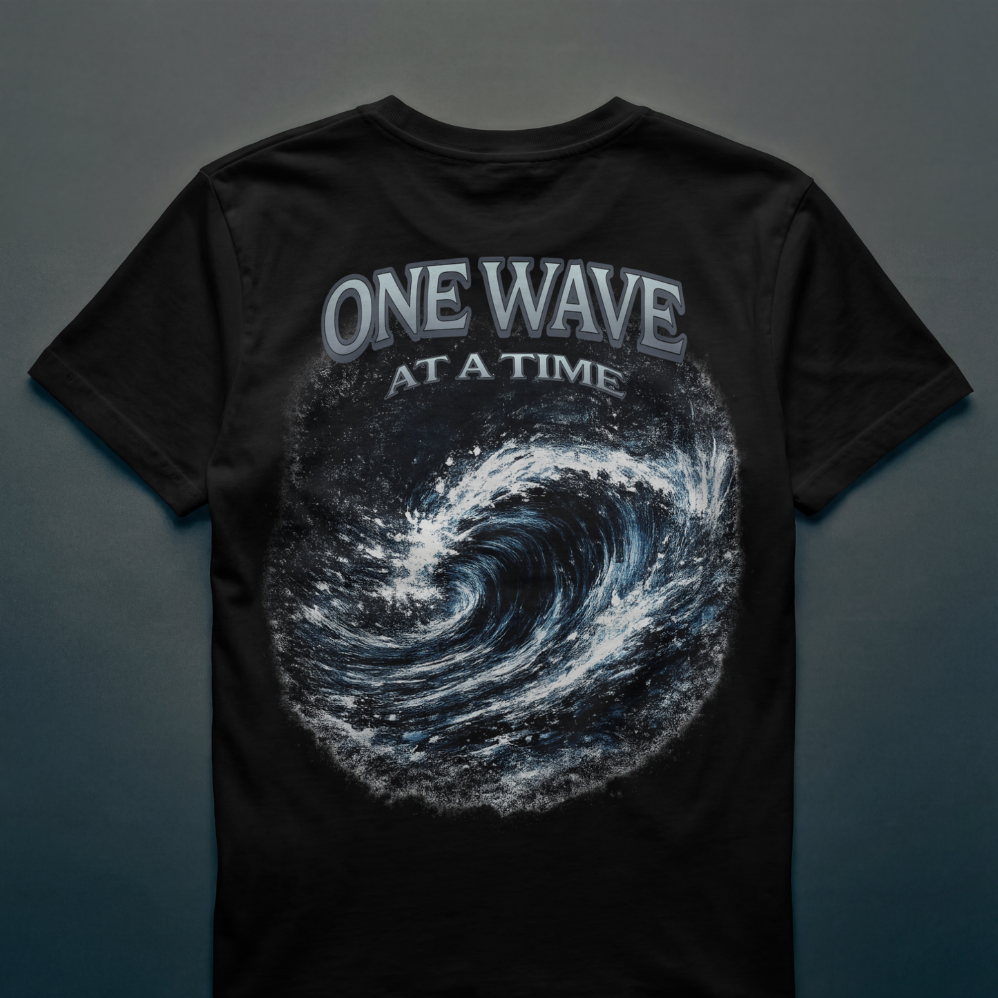 One Wave At A Time T-Shirt  – Reviver Wave – Heavyweight Graphic Tee | Ocean Wave Graphic Tee | Relaxed fit Crew Neck Tee Shirts | Short Sleeves | Back Print